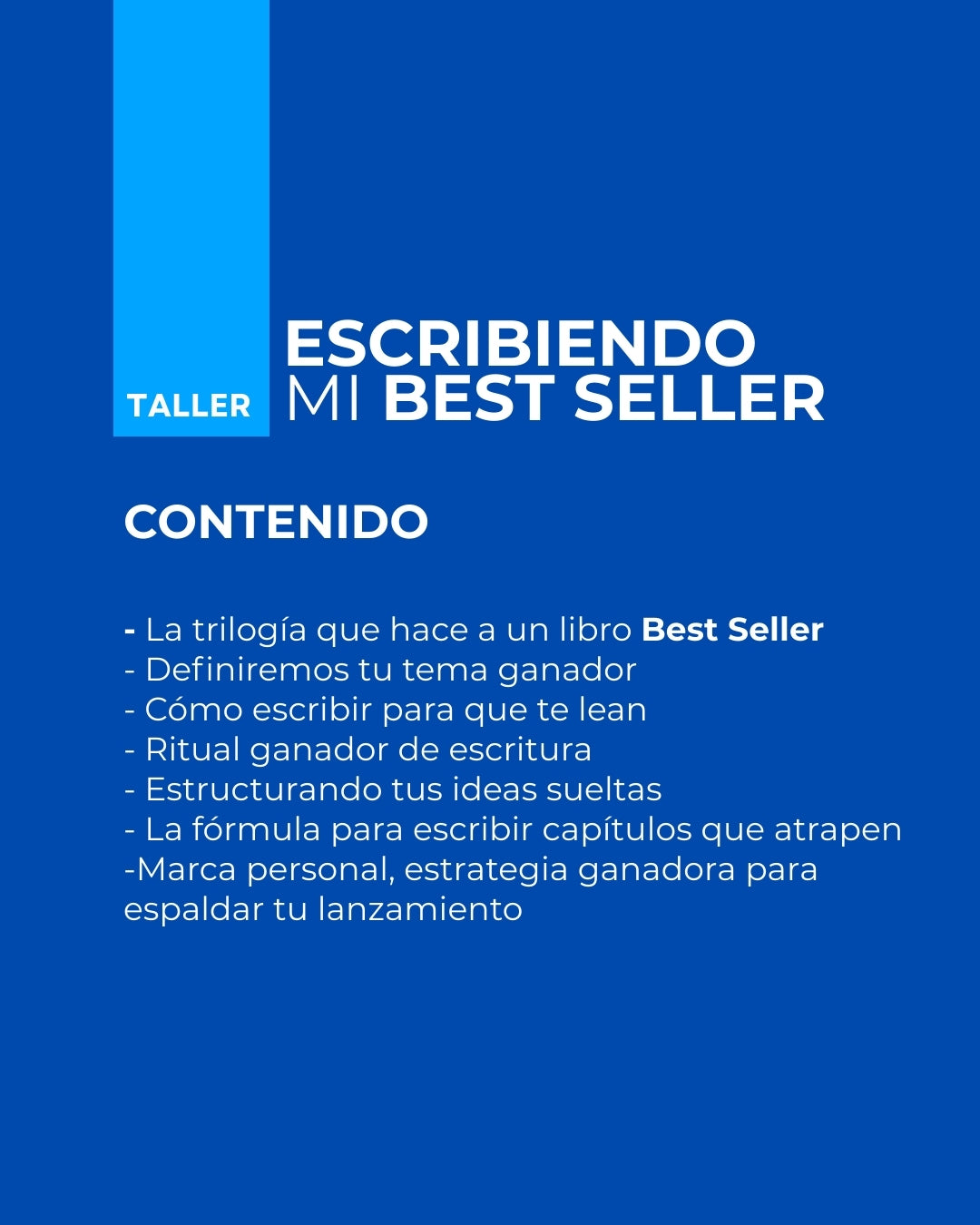 Taller ESCRIBIENDO MI BEST SELLER - OCTUBRE
